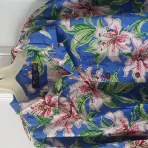 Polo by Ralph Lauren Blue and Green Floral Shirt Sz.2x - Picture 7 of 8